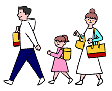 家族旅行を楽しむイラスト